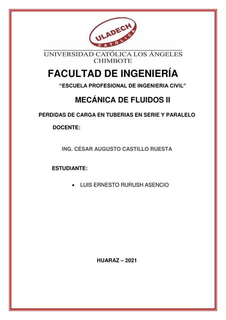 Pérdida de Carga en Tuberías en Serie y Paralelo