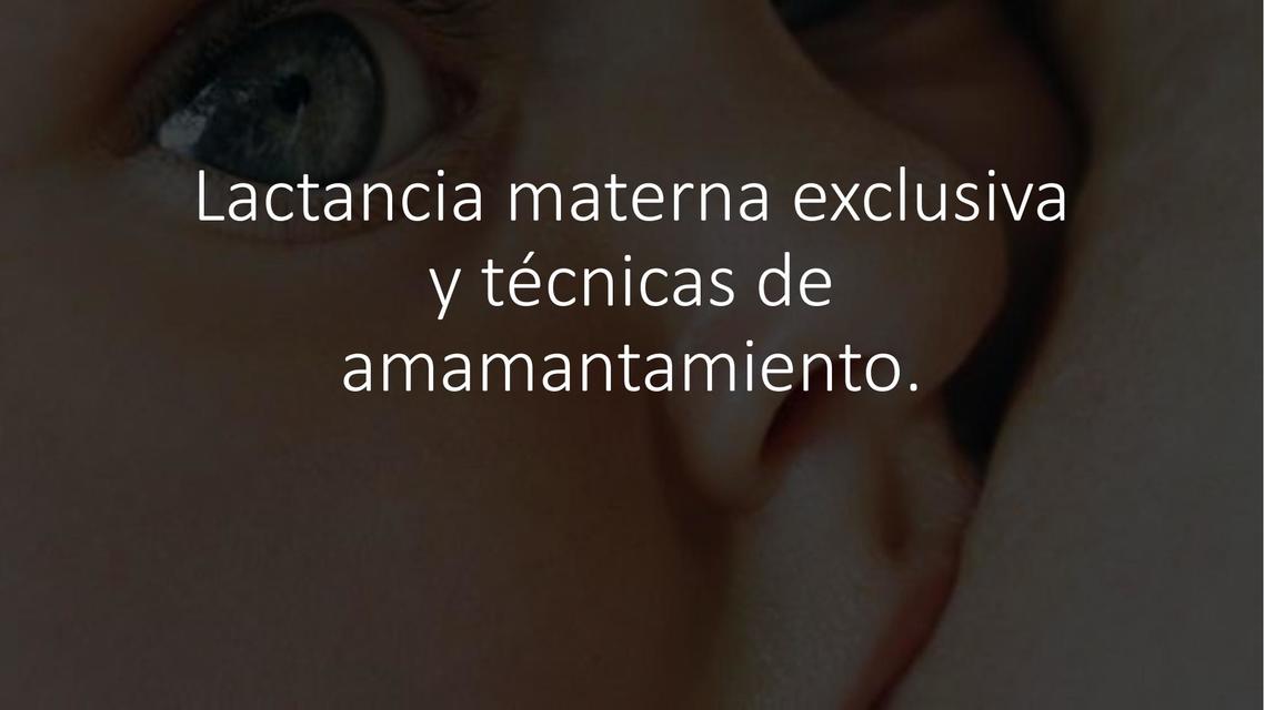 Lactancia Materna Exclusiva y Técnicas de Amamantamiento 