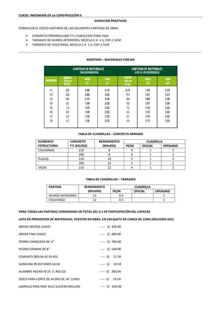 Costos en Obras