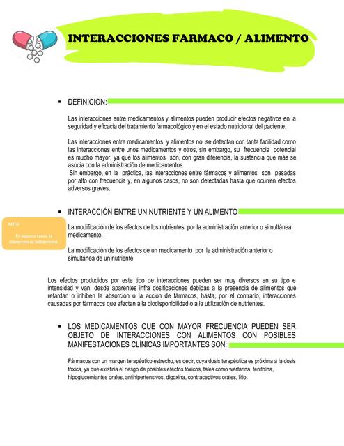 Interacciones Fármacos y Alimentos