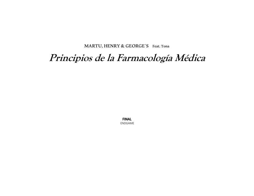 Principios de la Farmacología Médica  