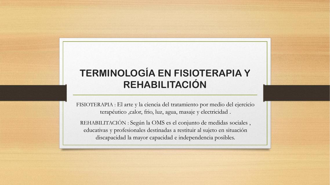 Terminología en Fisioterapia y Rehabilitación