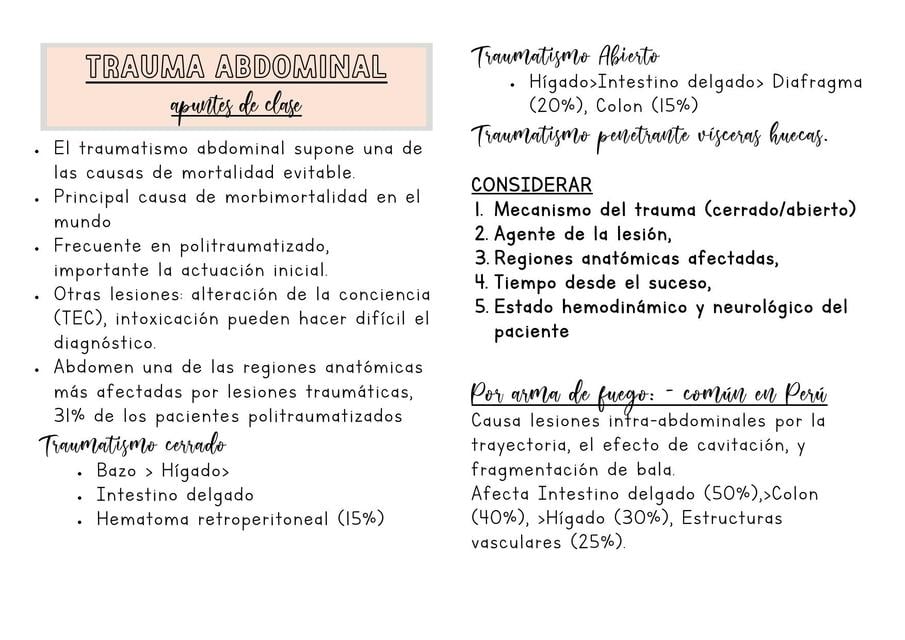 Trauma Abdominal Y Renal Apuntes De Clases