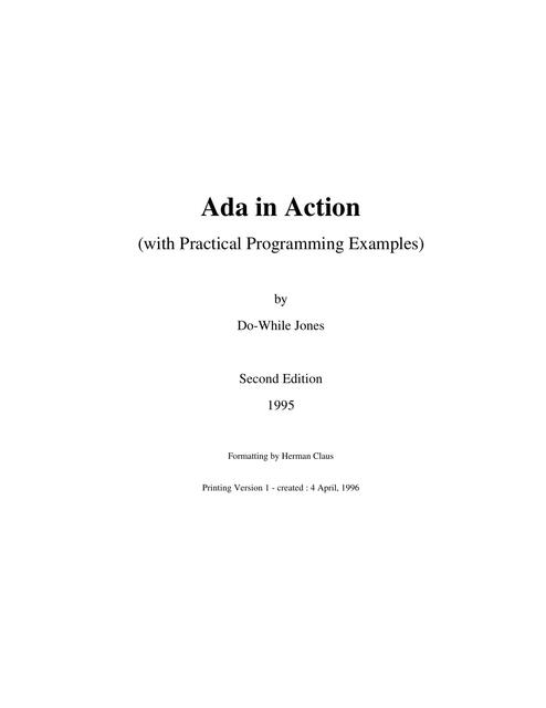 Ada In Action With Practical Programminng Examples | Marcus Programador ...