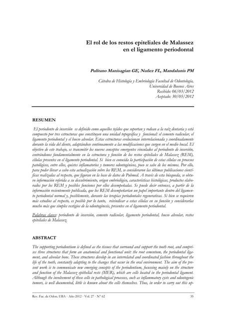 El Rol de los Restos Epiteliales de Malassez en el Ligamento Periodontal 