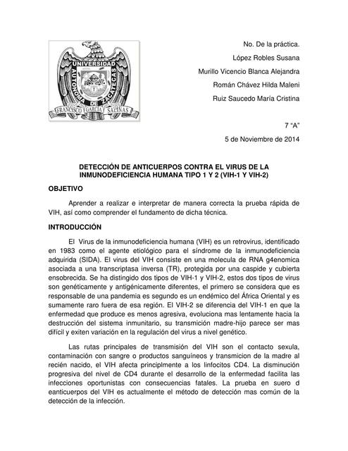 Detección de anticuerpos contra el VIH