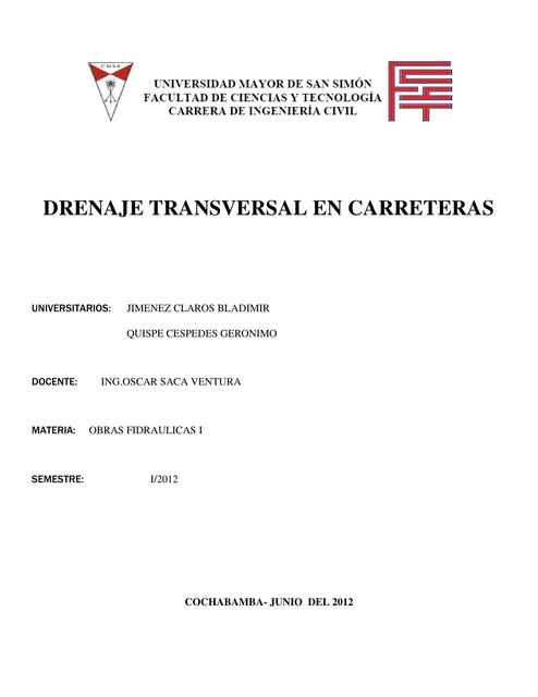 Drenaje Transversal en Carreteras