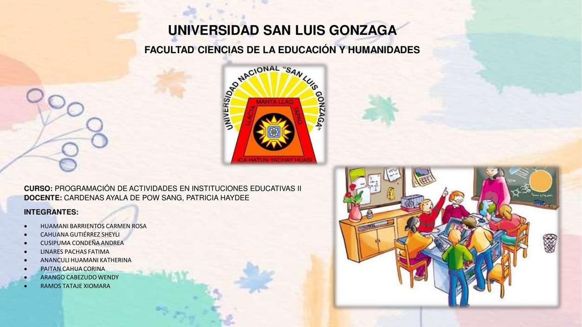 Programación de Actividades en Instituciones Educativas