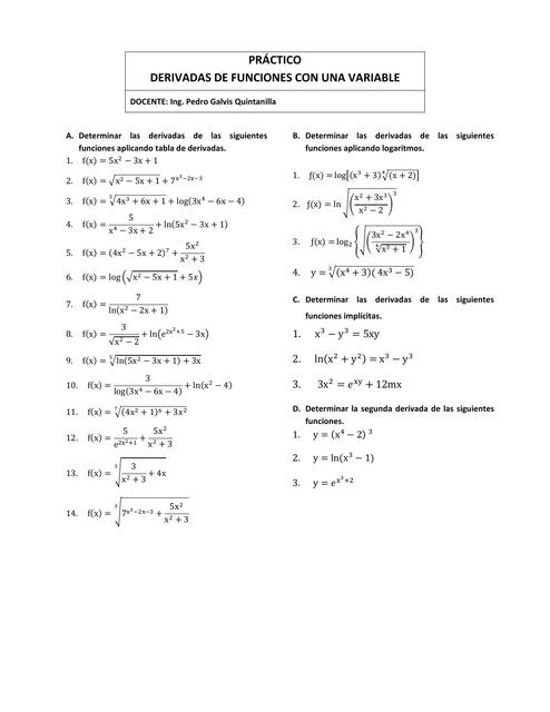 Práctico de derivadas por tabla inversa y orden superior