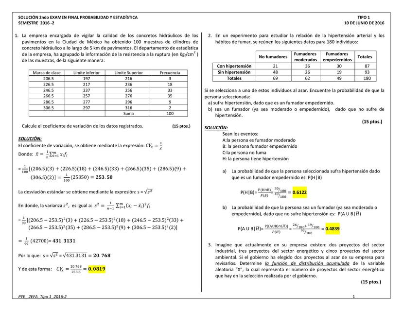 Examen De Probabilidad Y Estadística | Apuntesdeingenieria | UDocz