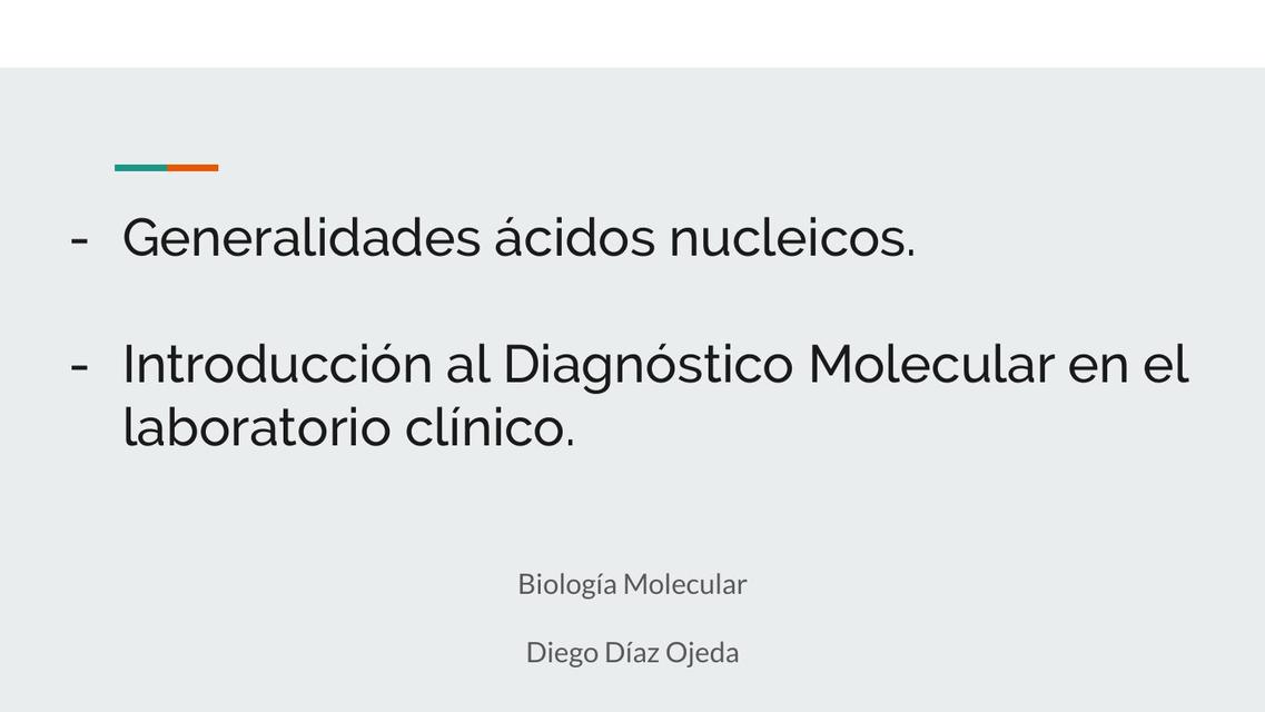  Introducción al Diagnóstico Molecular en el laboratorio clínico