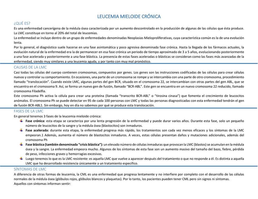 Leucemia Mieloide Crónica libreto