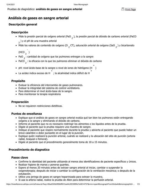 Analisis de sangre arterial