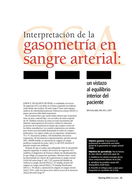 Interpretación de la Gasometría en Sangre Arterial 