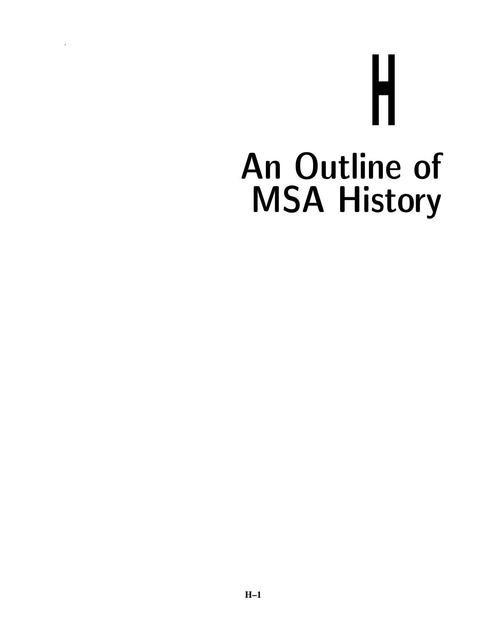  An outline of MSA history