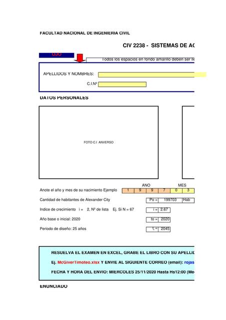 Examen de Sistema de Agua