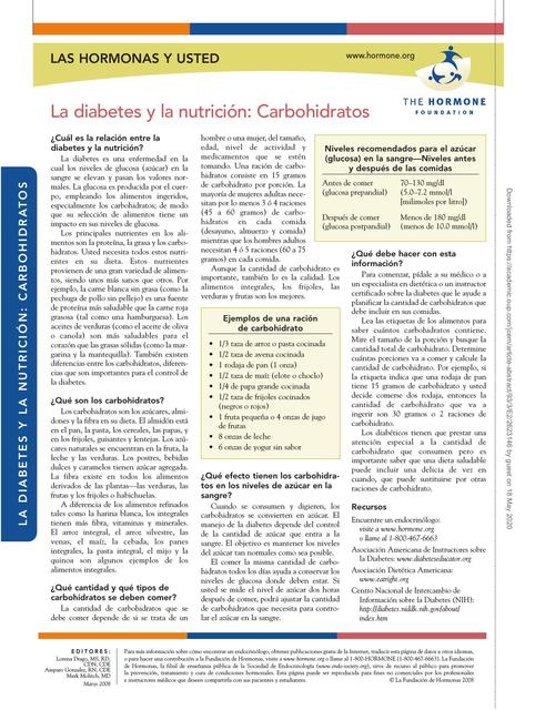 La Diabetes y la Nutrición: Carbohidratos 