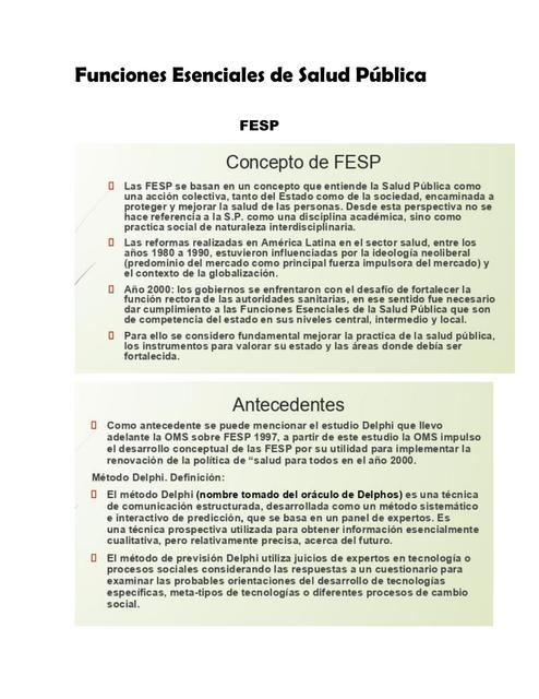 Funciones Esenciales de Salud Pública 