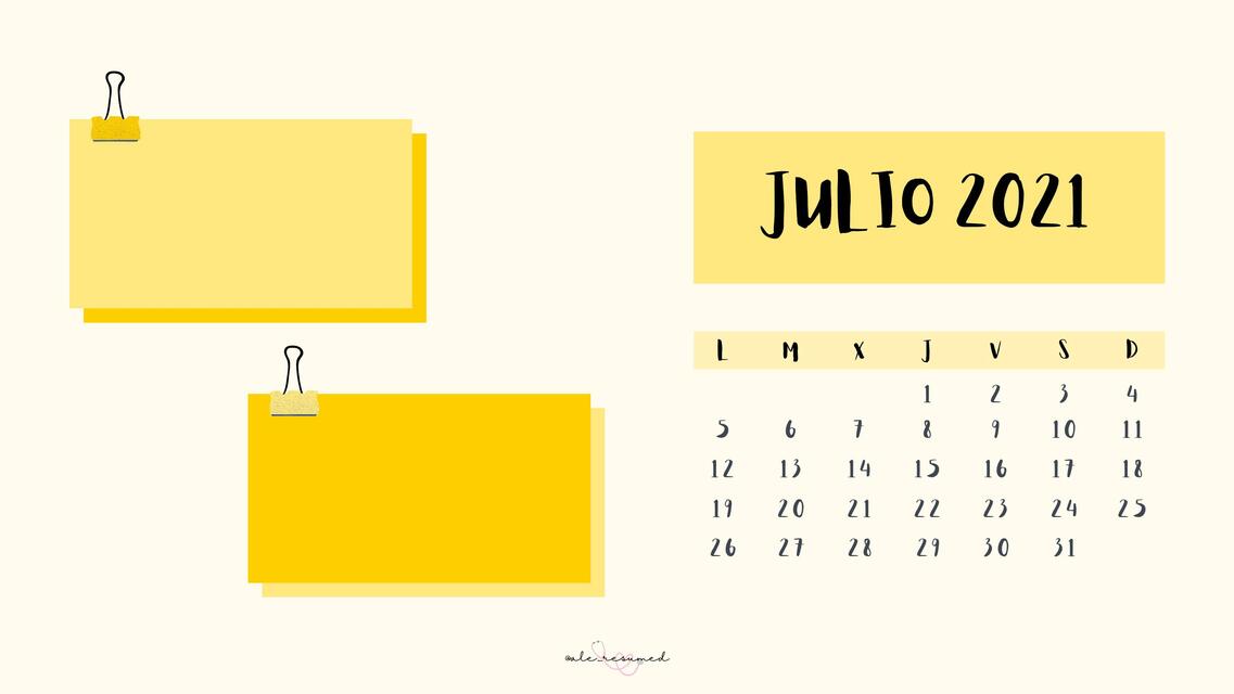 Calendario Julio 21