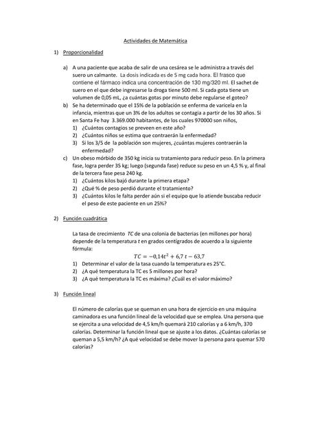 Actividades de Matemática