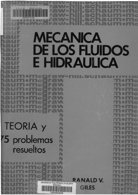 Mec Nica De Fluidos E Hidr Ulica Giles Schaum Mcgraw Hill Aporte Ingenier A Udocz