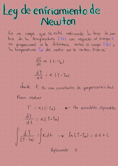 Ley de Enfriamiento de Newton