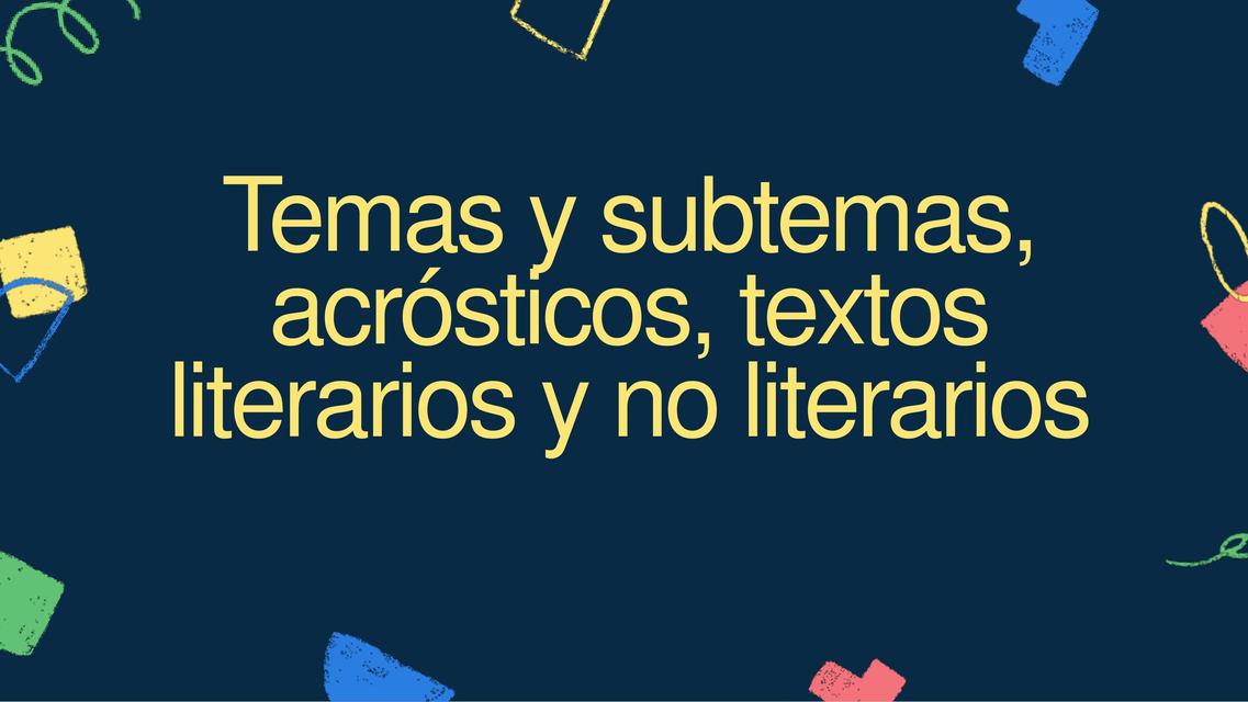 Acrósticos Texto Literarios y No Literarios