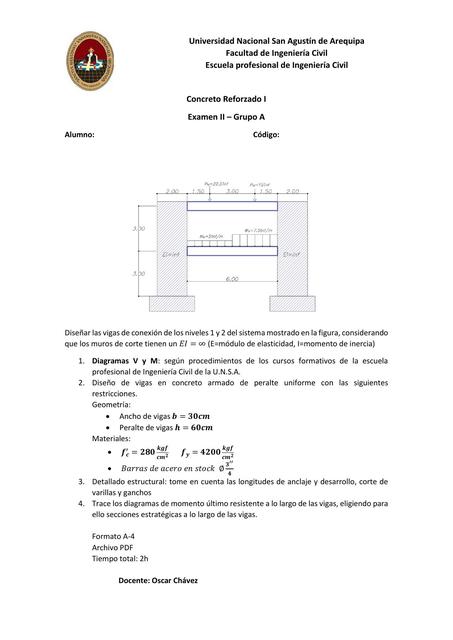 Examen de Concreto Reforzado I 