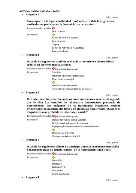 Autoevaluación de Hipersensibilidad