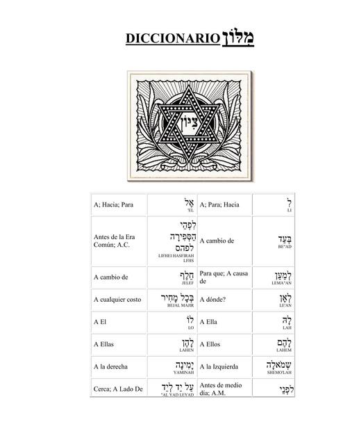 DICCIONARIO DE HEBREO ESPAÑOL