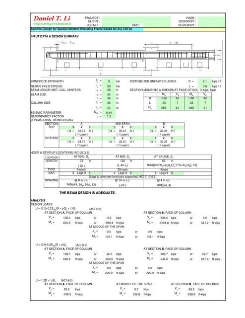 Seismic Design for Special Moment Resisting Frame Based on ACI 318-02