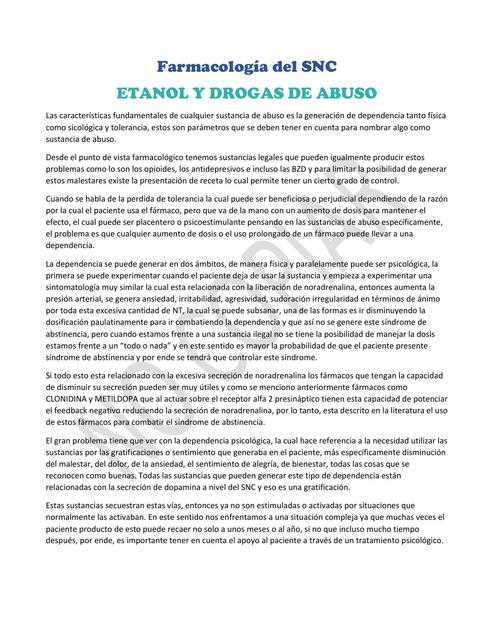 Etanol y Drogas de Abuso