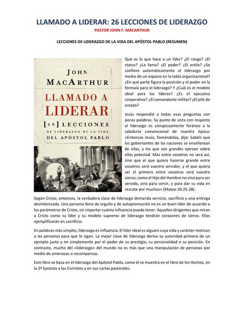 26 Lecciones Liderazgo Apóstol Pablo