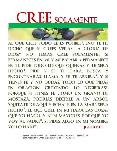 Cree solamente