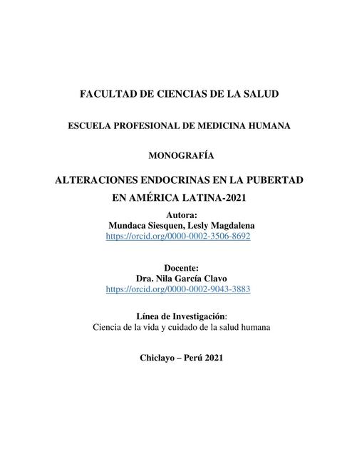 Alteraciones Endocrinas en la Pubertad