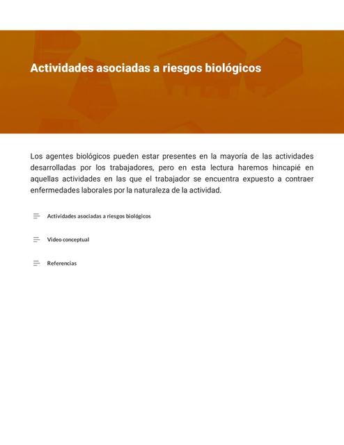 Actividades Asociadas a Riesgos Biológicos