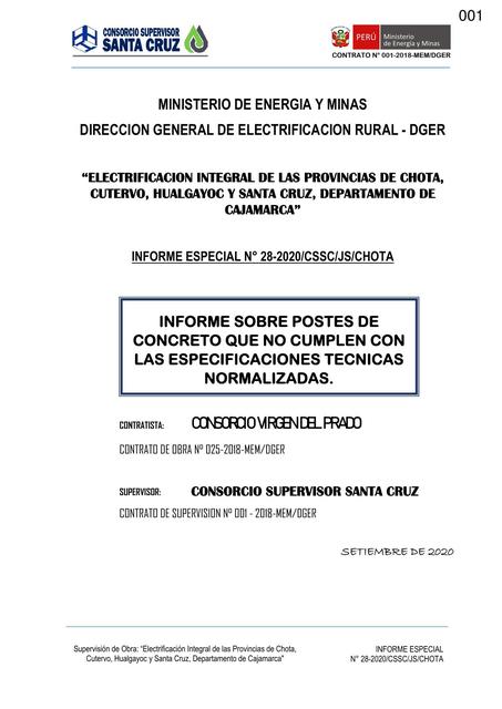 Informe sobre Postes de Concreto que no Cumplen con la Normativa