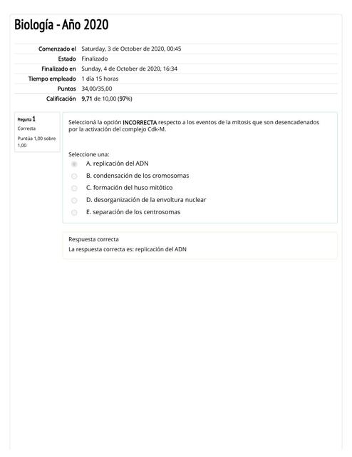 Autoevaluación de Replicación del ADN