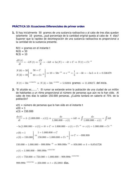 Aplicación de Ecuaciones Diferenciales