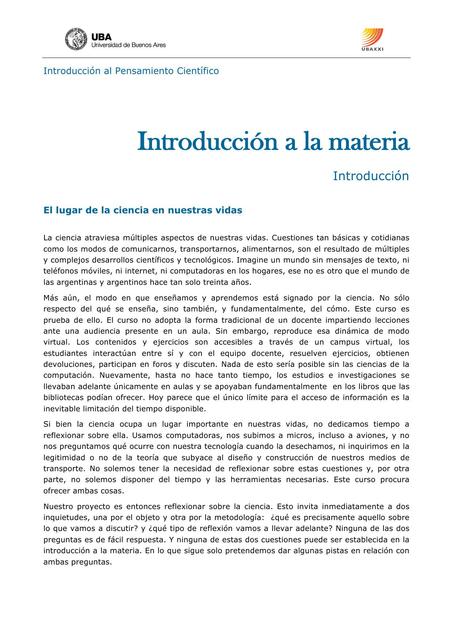 Introducción al pensamiento cientifico (IPC)