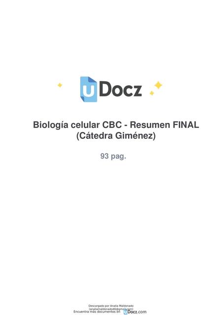 Biología Celular CBC - Resumen Final