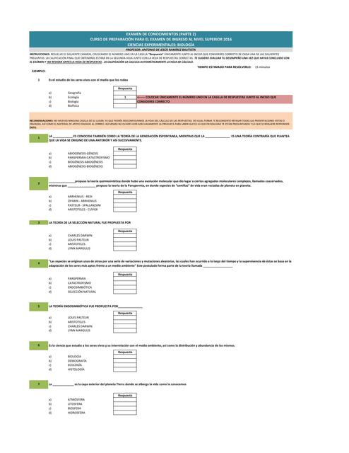 Examen de Biología