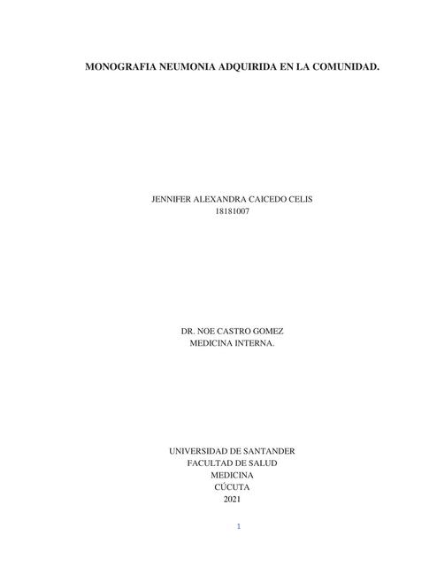 Monografía Neumonía Adquirida en la Comunidad