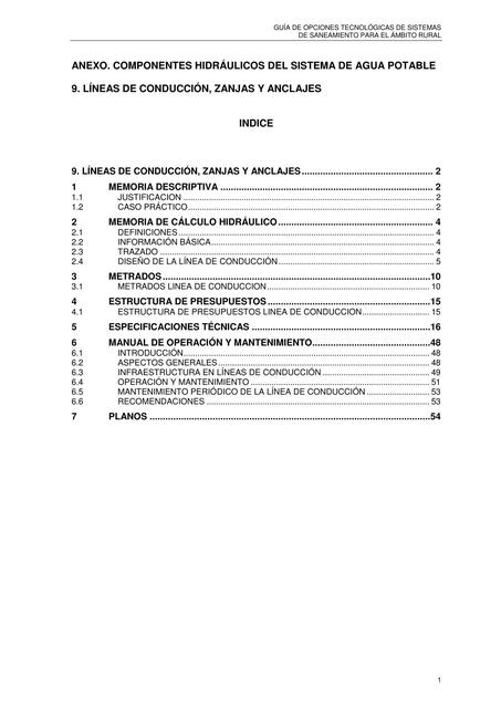 Líneas de Conducción, Zanjas y Anclajes 