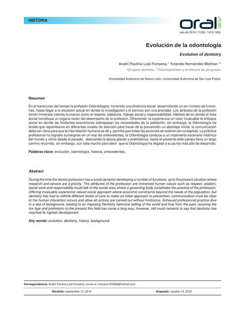 Evolución de la Odontología