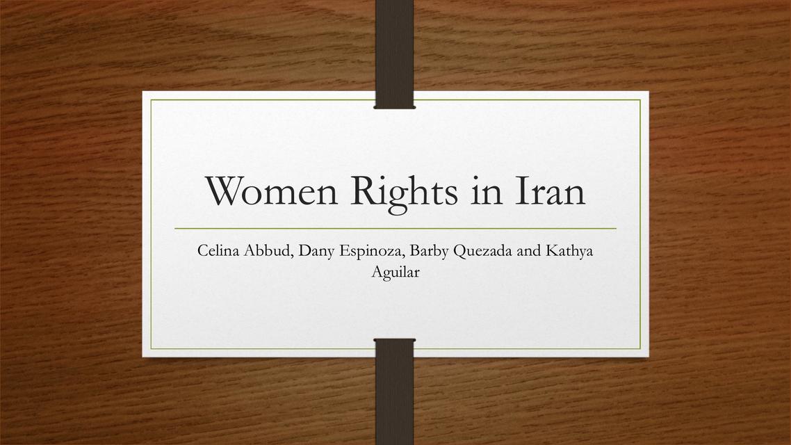 Women Rights in Iran Daniella Espinoza uDocz