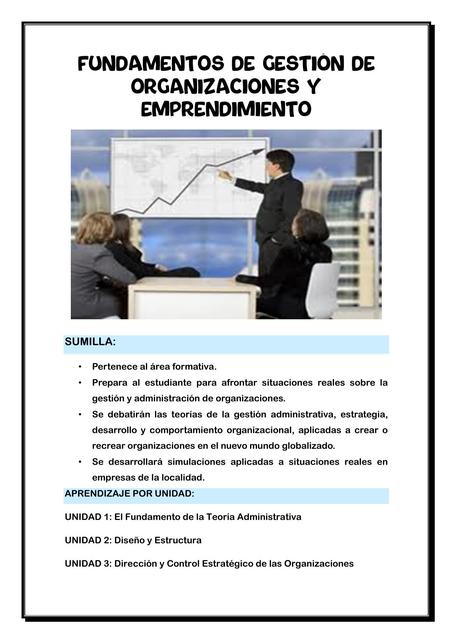 Fundamentos de Gestión de Organizaciones y Emprendimiento