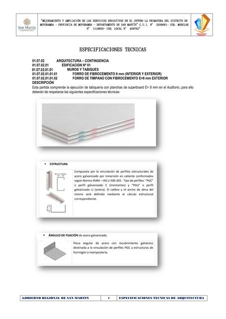 Especificaciones Técnicas