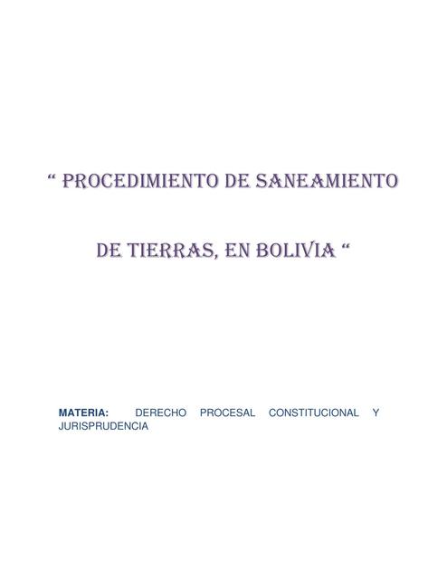 Procedimiento de Saneamiento de Tierras