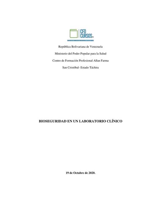 Bioseguridad en Enfermeros y Asistentes de Laboratorio